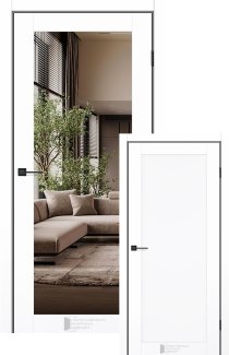 Двері KFD Prestige-10 білий мат з одностороннім дзеркалом