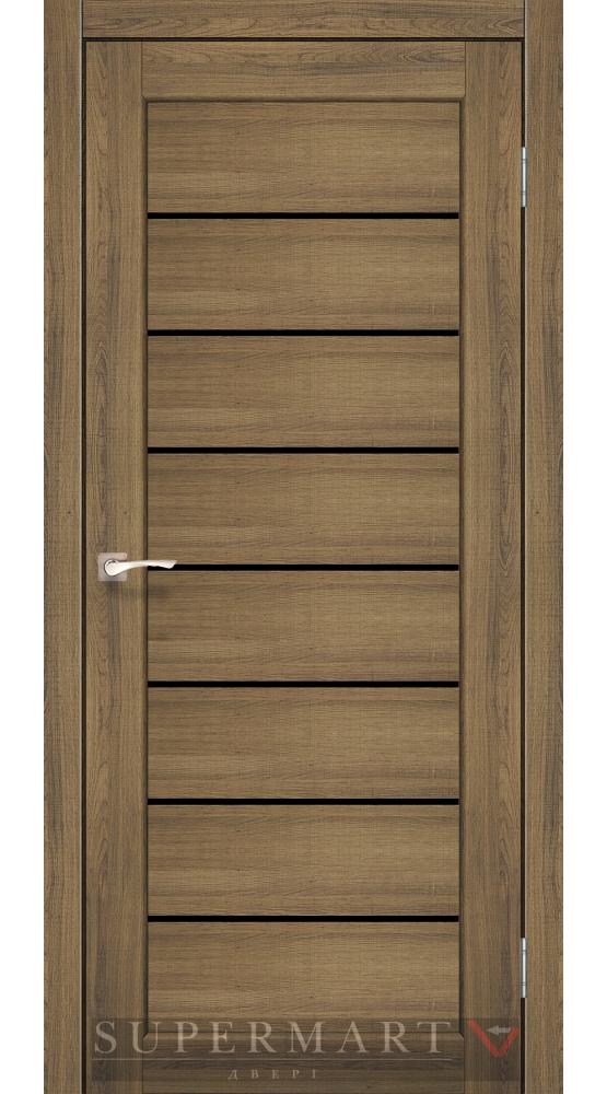 Двері Корфад Piano Deluxe PND-01 дуб браш скло чорне
