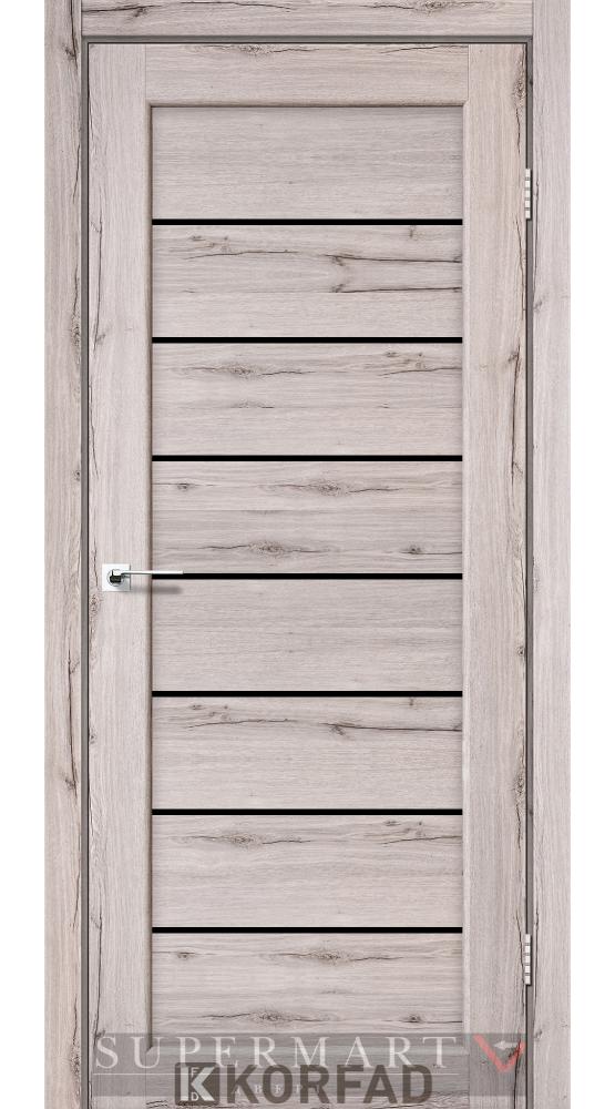 Двері Корфад Piano Deluxe PND-01 дуб нордік скло чорне