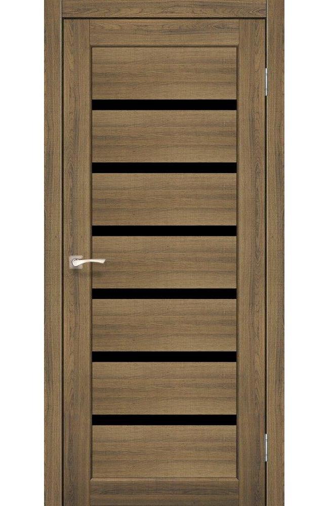 Двері Корфад Porto Deluxe PD-01 дуб браш скло чорне