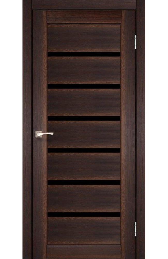 Двері Корфад Porto Deluxe PD-01 горіх скло чорне