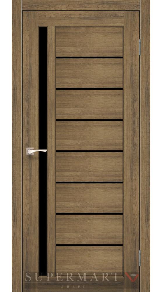 Двері Корфад Venecia Deluxe VND-02 дуб браш скло чорне