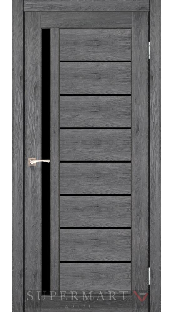 Двері Корфад Venecia Deluxe VND-02 дуб марсала скло чорне