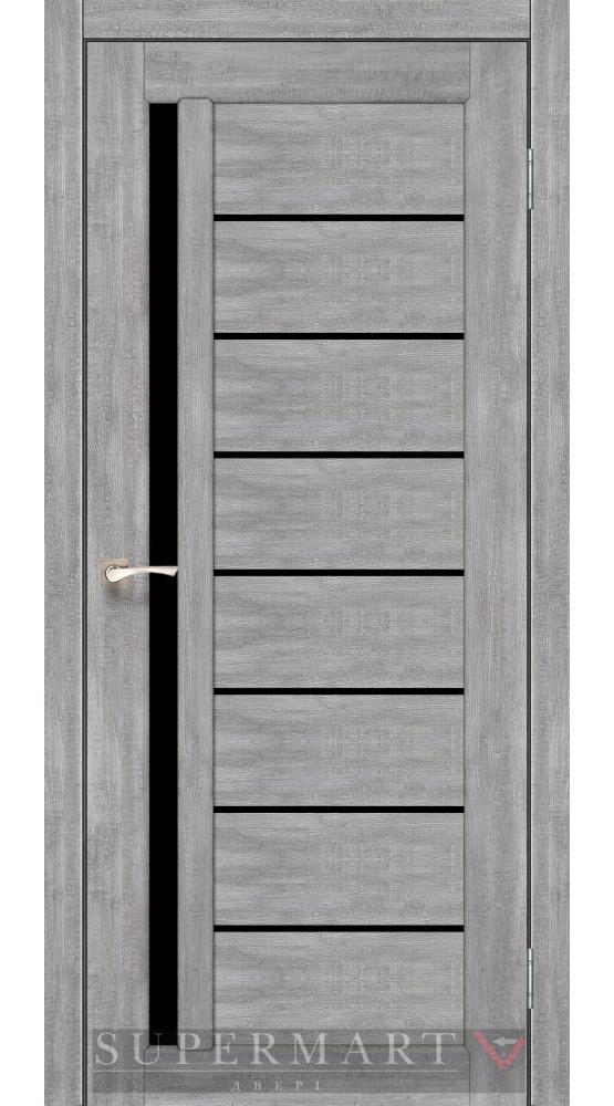 Двері Корфад Venecia Deluxe VND-02 еш вайт скло чорне