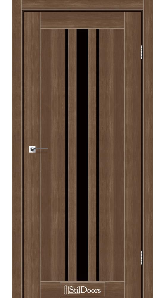 Двері StilDoors Arizona горіх золотий скло чорне