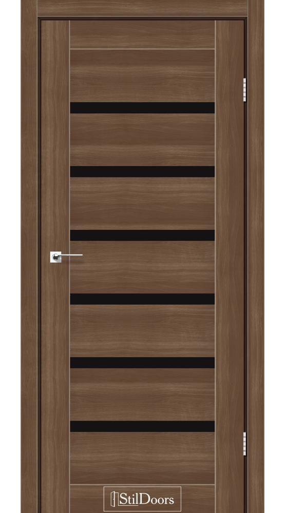 Двері StilDoors Florida горіх золотий скло чорне