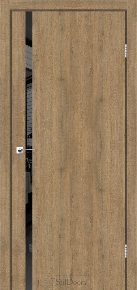 Двері StilDoors Loft Glass дуб крафт скло чорне кромка чорний мат