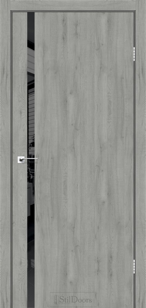 Двері StilDoors Loft Glass дуб платіна скло чорне кромка чорний мат
