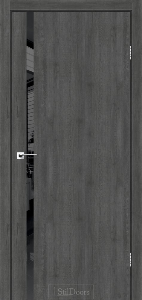 Двері StilDoors Loft Glass дуб смокі скло чорне кромка чорний мат