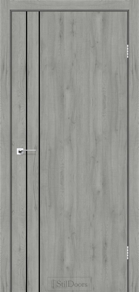 Двері StilDoors Loft Line дуб платіна кромка чорний мат