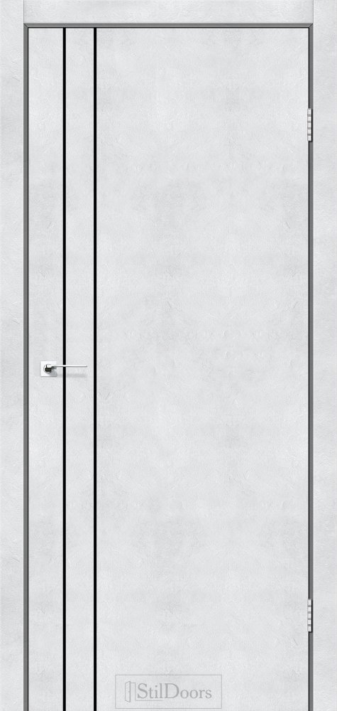 Двері StilDoors Loft Line світлий бетон кромка чорний мат