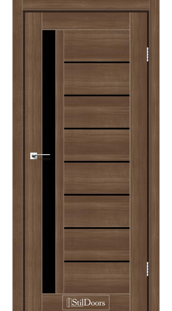 Двері StilDoors London горіх золотий скло чорне