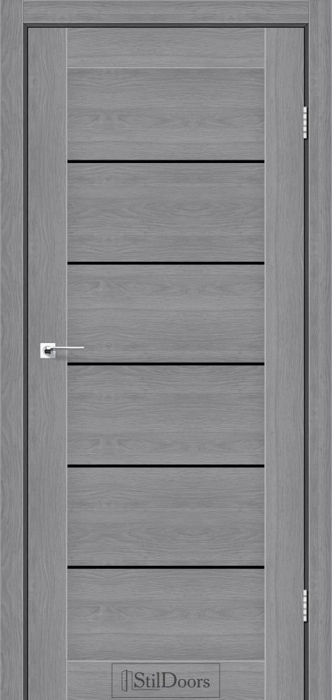 Двері StilDoors Victoria дуб попелястий скло чорне