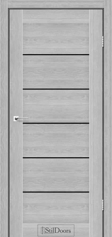 Двері StilDoors Victoria дуб сріблястий скло чорне