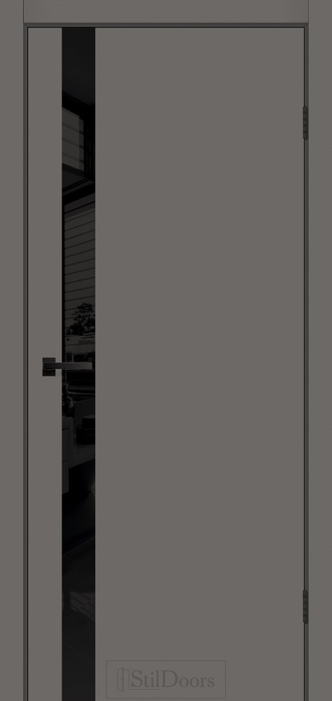 Двері StilDoors Wilton сірий RAL 7036 скло чорне